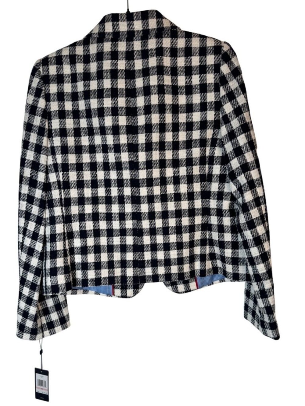 NWT Tommy Hilfiger Size 10 Navy & White Plaid Blazer Cotton-Polyester Blend - Picture 3 of 16